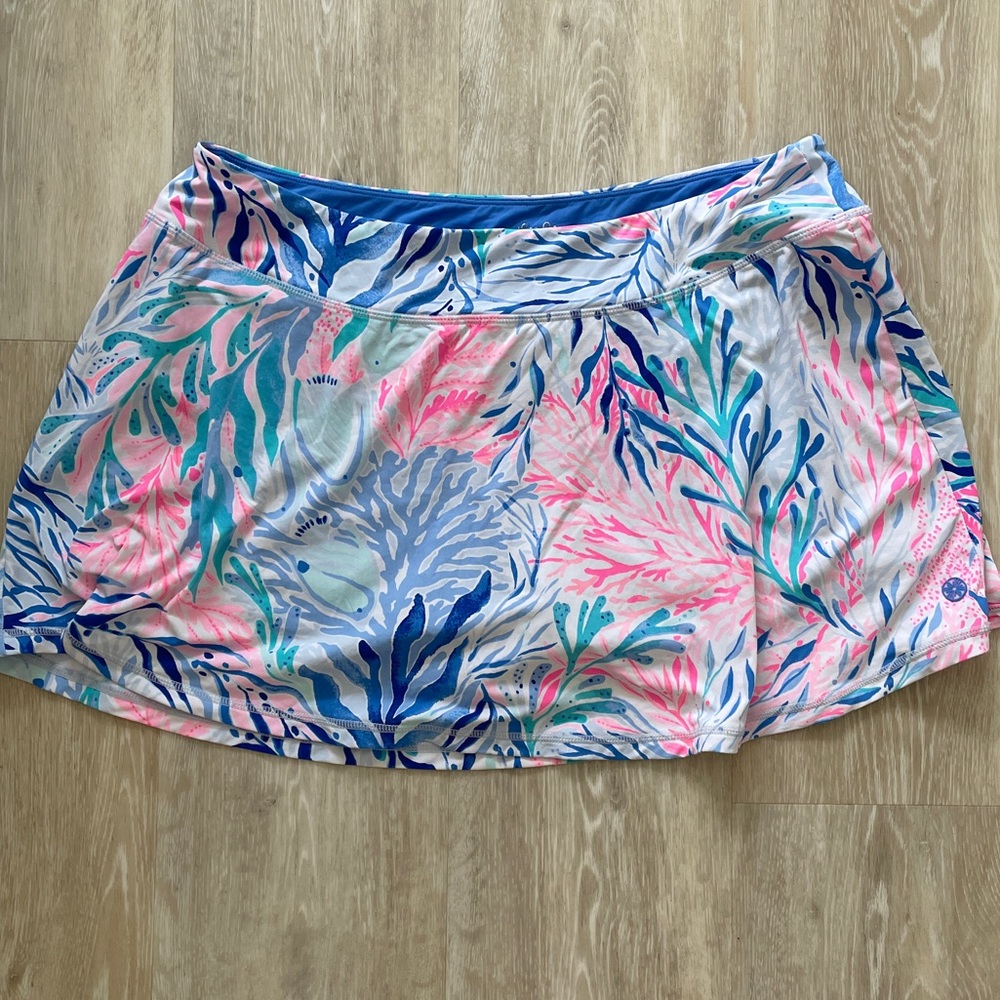 Lilly Pulitzer Blue Pink Green White Printed Skort